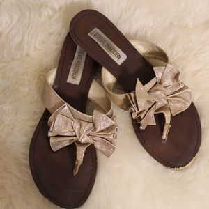 Gold Glitter Steve Madden Bow sandals